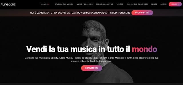 Tunecore Tunercore pubblica musica