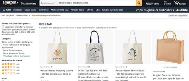 Amazon Shopper personalizzabili economiche