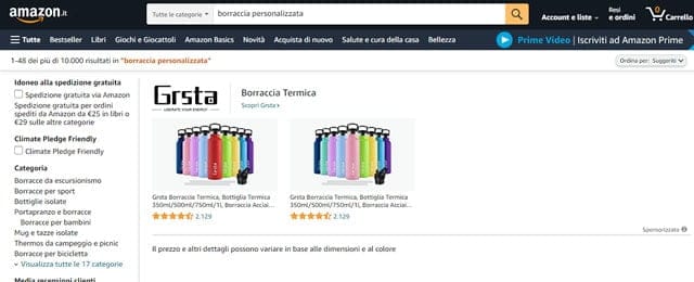 Amazon  Amazon borracce personalizzate
