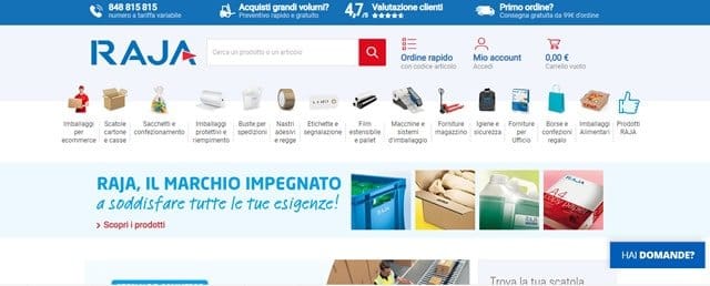 Raja Raja imballaggi e-commerce