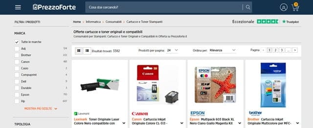 Prezzoforte Prezzoforte toner e cartucce compatibili e originali