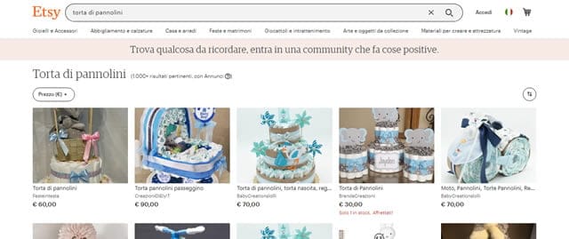 Etsy - Torta Pannolini etsy torta di pannolini economiche