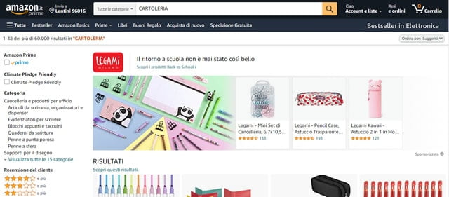 Amazon cartolibreria online