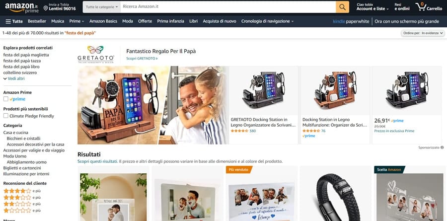 Amazon - Categoria FESTA DEL PAPA' Amazon festa del Papà Gadget