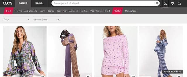 Asos pigiami online Asos pigiamini Donna e Uomo