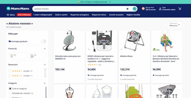 ManoMano Altalena Neonato ManoMano Altalena Neonato a prezzi economici