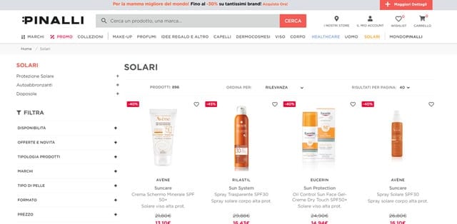 Pinalli Creme Solari Pinalli Profumeria e Creme solari