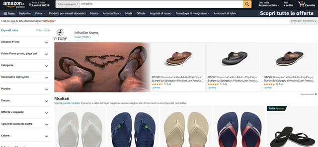 Amazon Infradito Amazon Infradito Uomo e Donna