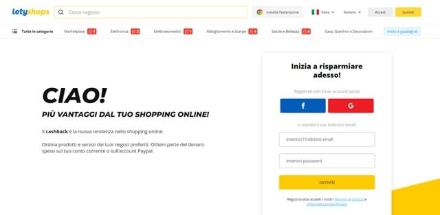 Letyshop - Cashback Letyshop sito di cashback
