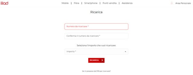 Ricarica Iliad ScreenShot Ricarica Iliad ScreenShot