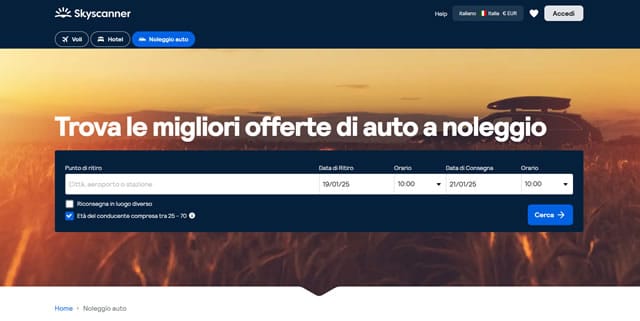 Skyscanner - Autonoleggio