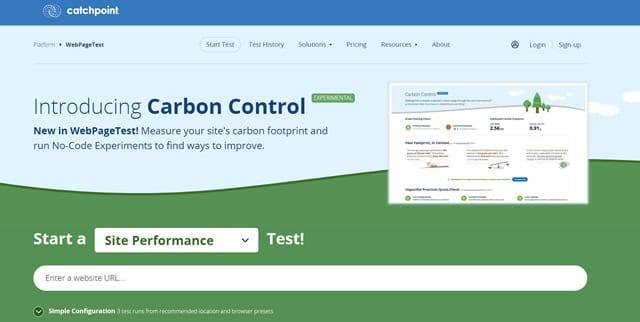 WebPageTest WebPageTest schermata