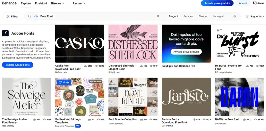 Behance (Sezione Free Typefaces) Behance (Sezione Free Typefaces)