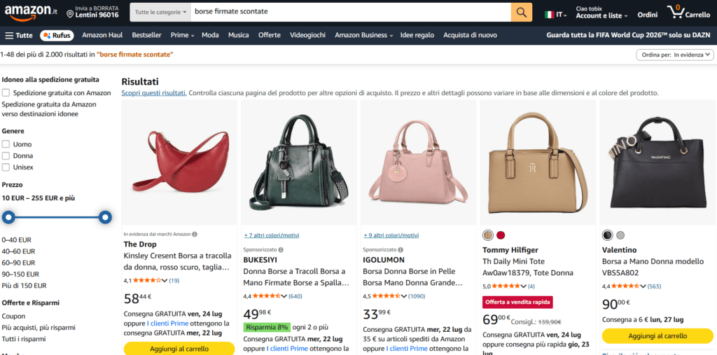 borse firmate amazon scontate