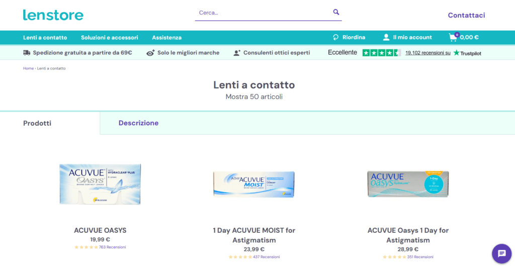 Lenstore lenti a contatto