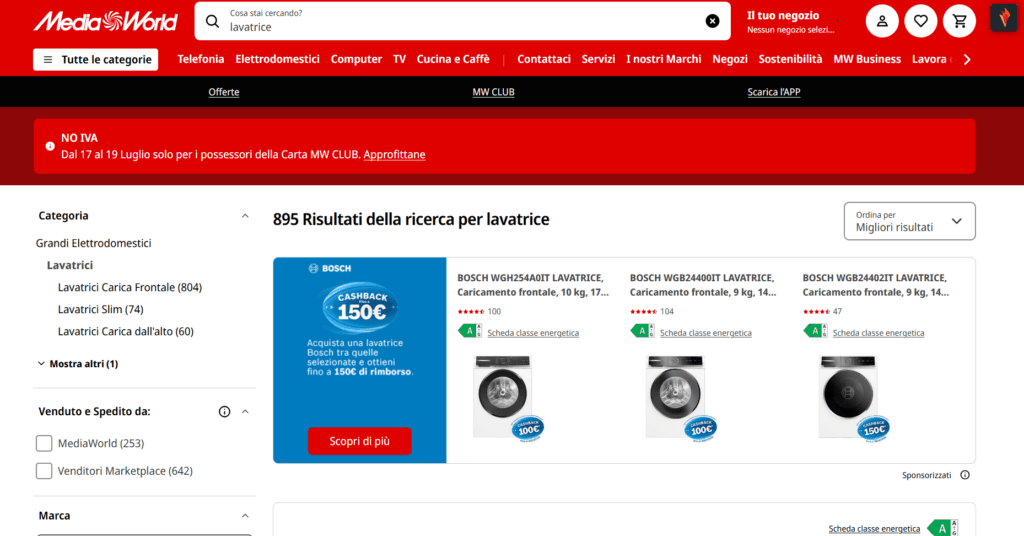mediaworld lavatrici in offerta e a rate