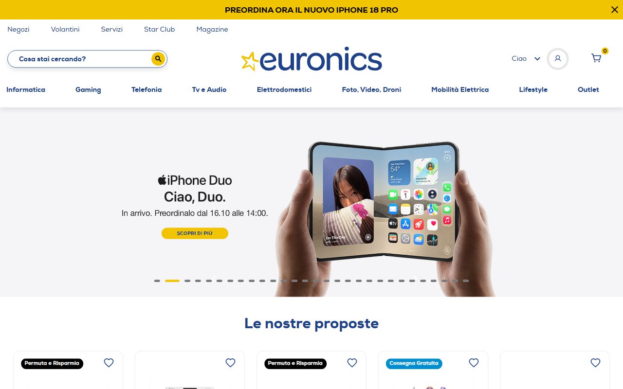 La sezione frigoriferi di Euronics con i modelli in offerta