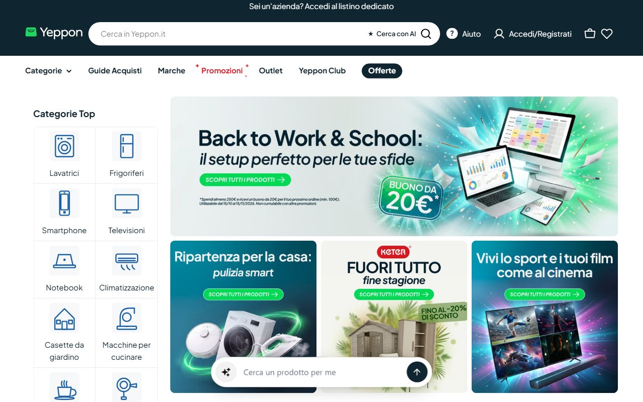 La collezione frigoriferi di Yeppon con i prezzi in evidenza